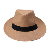 Unisex Large Straw Hat With Black  Ribbon