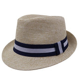 Women's Straw Hat Double Color With Stripe Ribbon