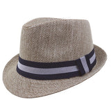 Women's Straw Hat Double Color With Stripe Ribbon