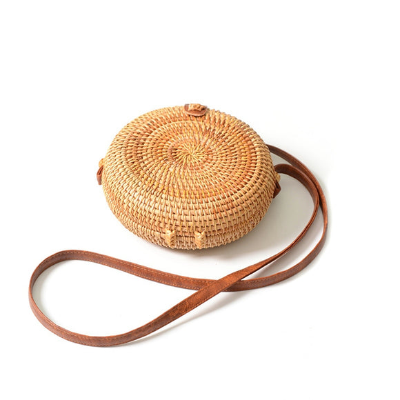 Hand-Woven Bag with Leather Buckle
